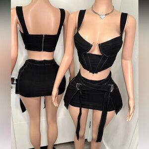 Brand new black mini skirt  set